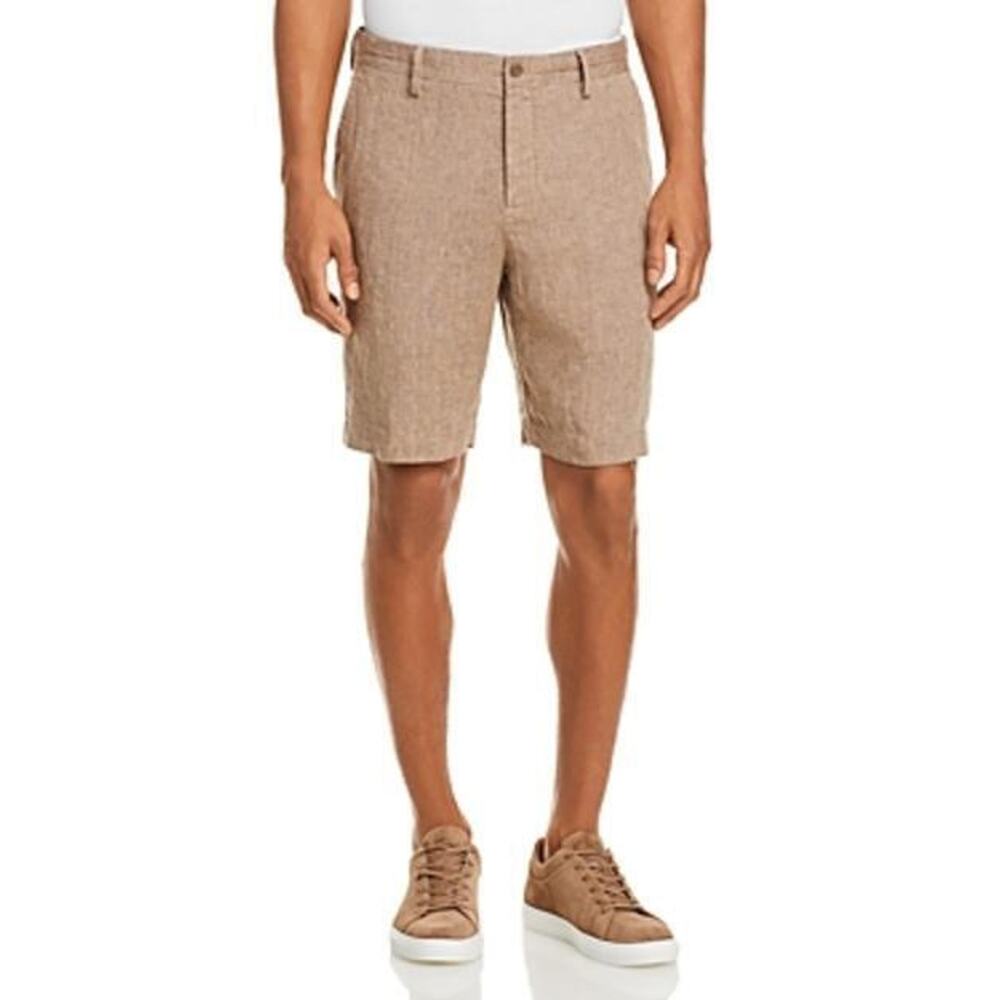 The Men's Store Linen Micro-Houndstooth Sport Shorts Brown Size 40 0538